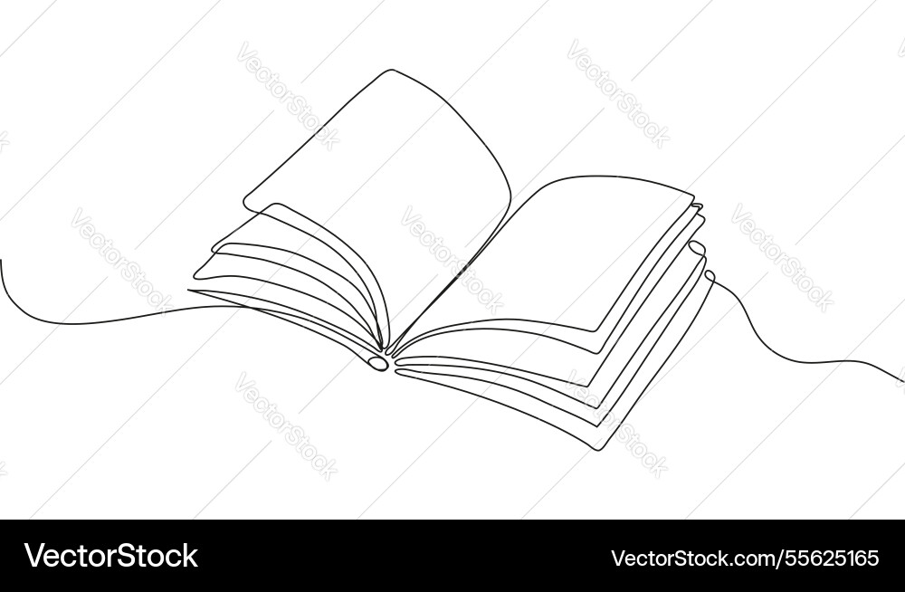 Minimalist continuous one line drawing of an open Minimalist continuous one line drawing of an open vector image
