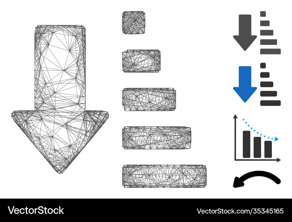Net sort down arrow mesh Net sort down arrow mesh vector image
