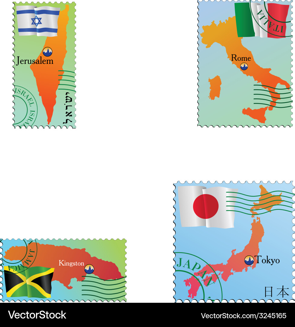 Stamp with an image of map Vector Image