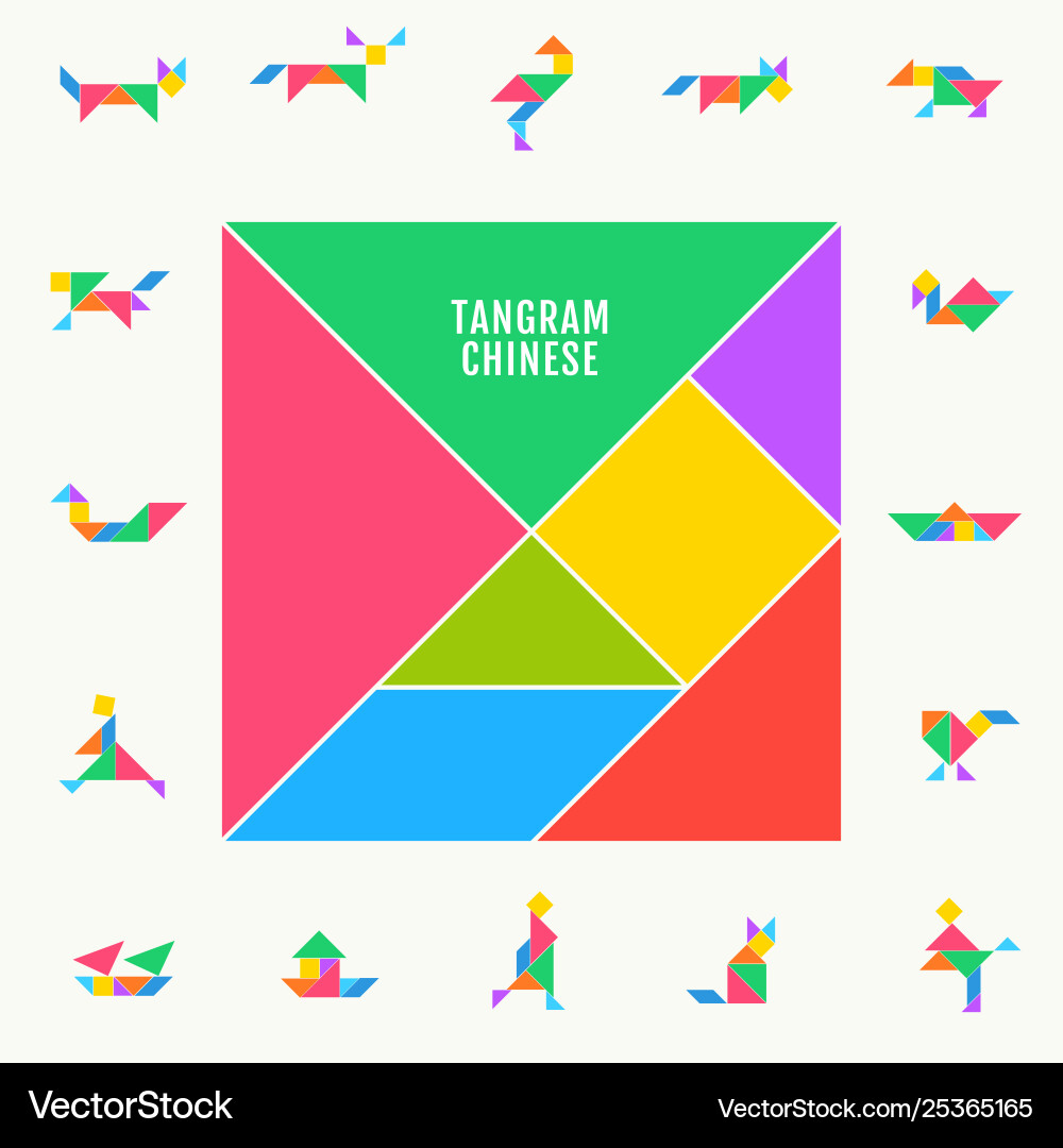 Tangram Puzzle: Square Set vector image