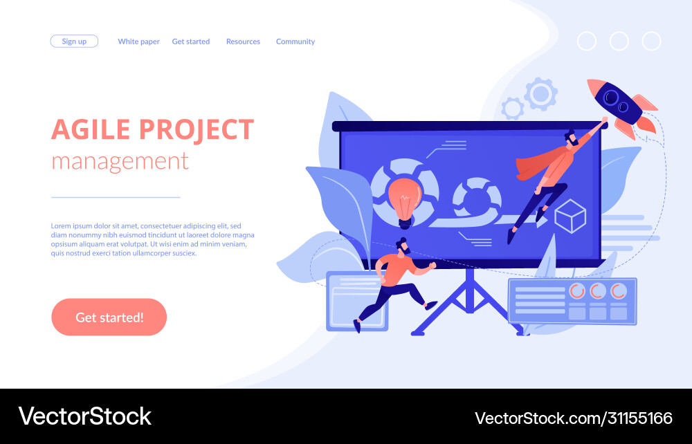 Agile project managementconcept landing page Agile project managementconcept landing page vector image