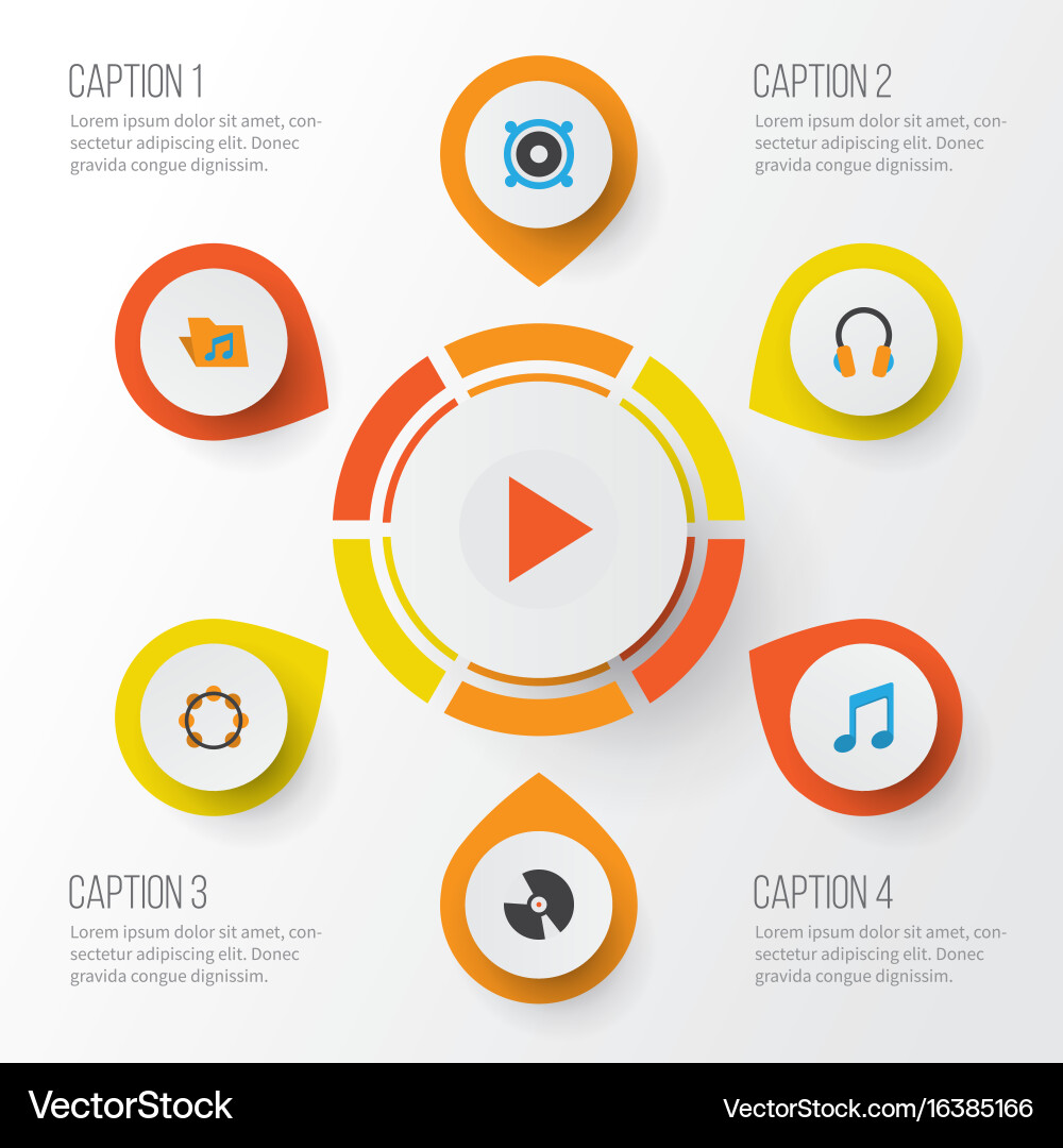 Audio flat icons set collection of button Vector Image