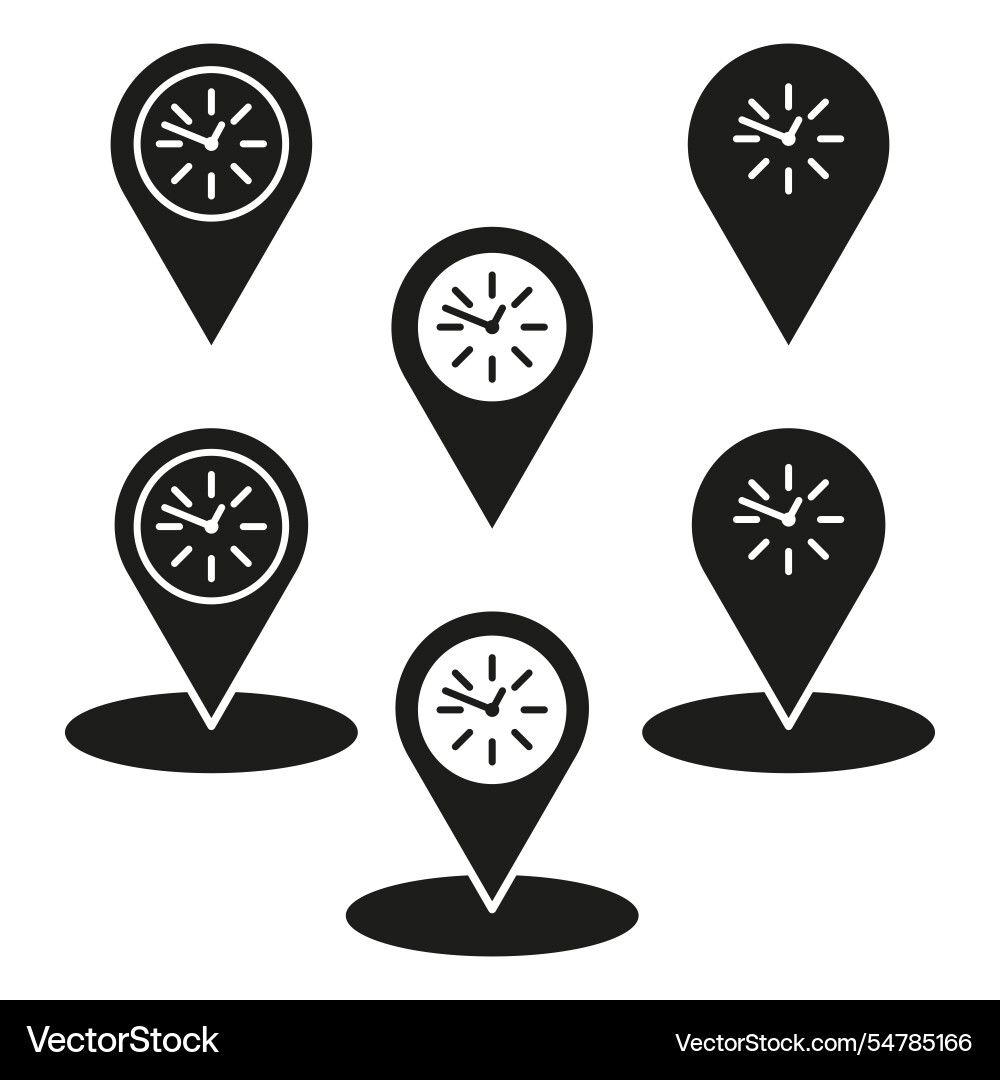 Clock location icon time pin symbol map marker Vector Image