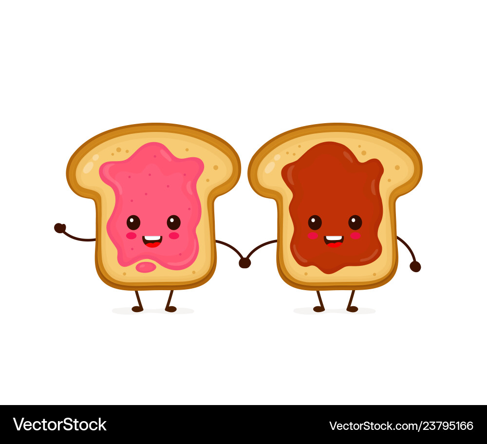 Cute Smiling Toast Characters Vector Image