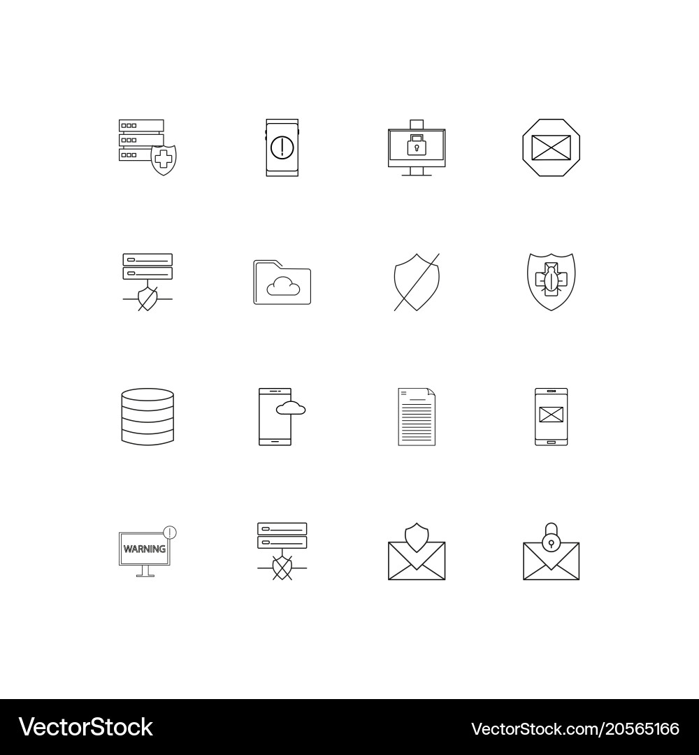 Cyber security simple linear icons set outlined vector image
