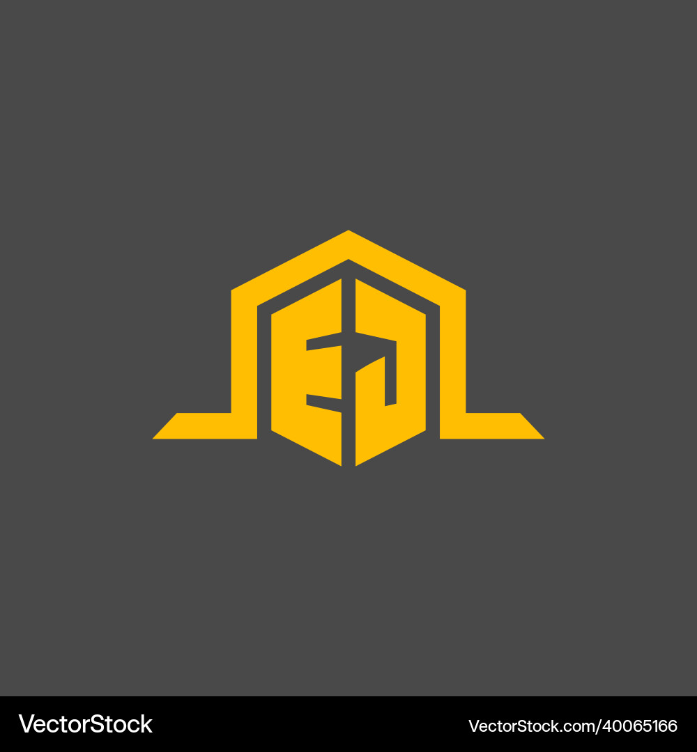 Ej monogram initial logo with hexagon style design Ej monogram initial logo with hexagon style design Vector Image
