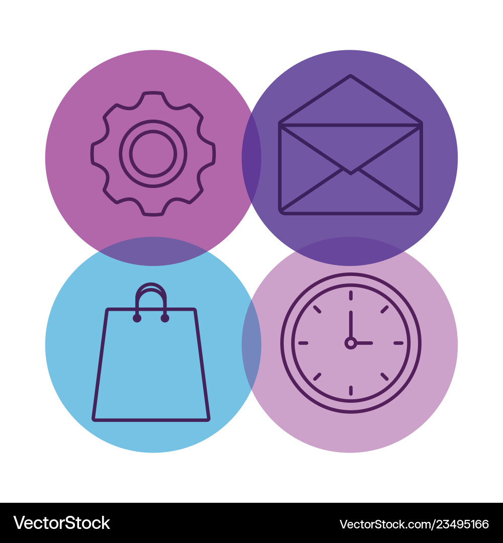 Envelope mail with set icons Vector Image