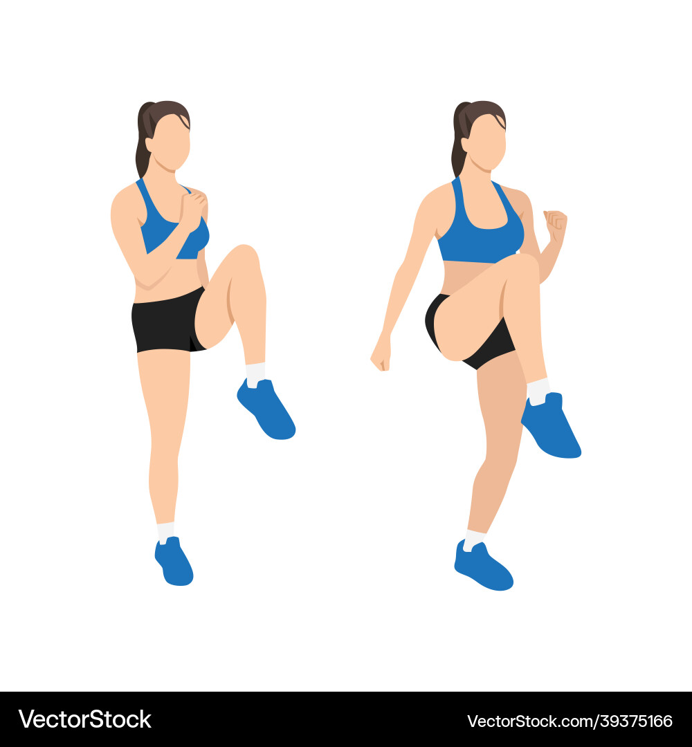 High knees front knee lifts runjog on the spot High knees front knee lifts runjog on the spot vector image