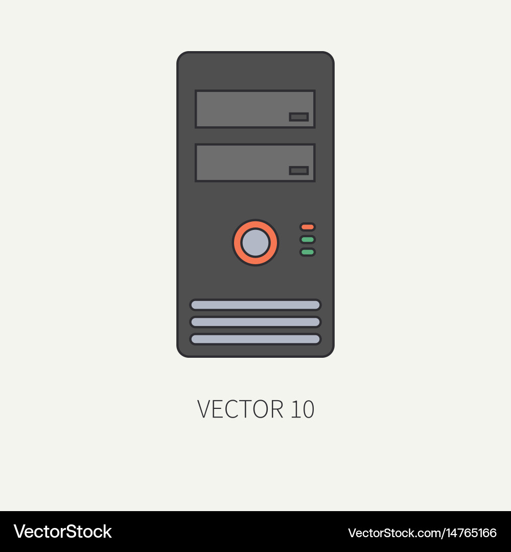 Line flat color computer part icon housing Vector Image