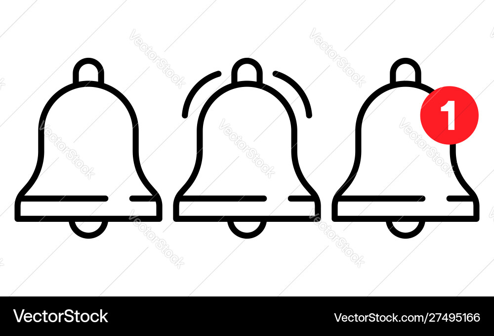 Notification Bell Icon Set Royalty Free Vector Image