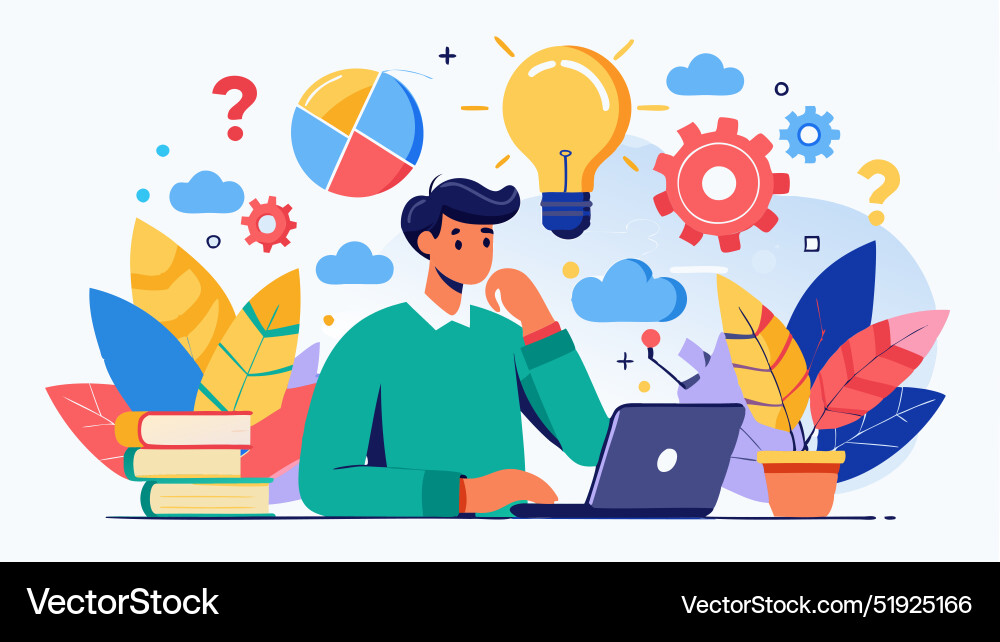 Problem-solving and creative thinking Problem-solving and creative thinking Vector Image