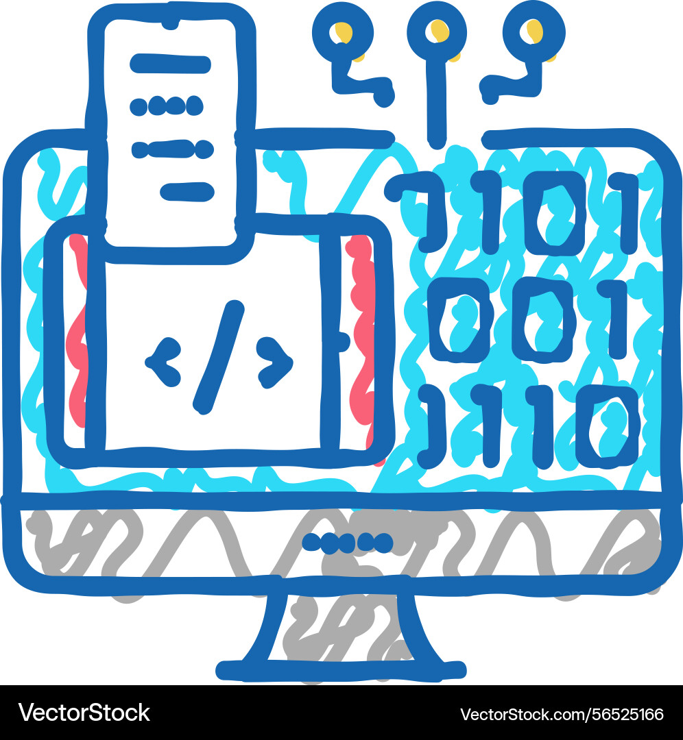 Programming software icon doodle Programming software icon doodle vector image