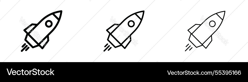 Rocket launch icons in three different stroke Rocket launch icons in three different stroke vector image