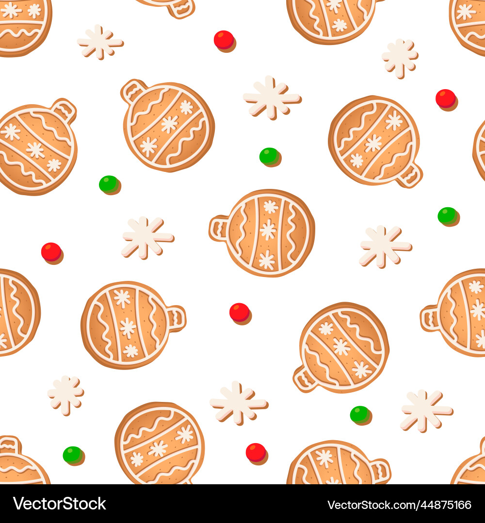 Seamless pattern with ginger cookies on a white Vector Image