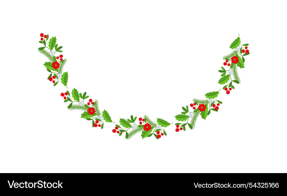 Semicircular christmas floral garland wreath Semicircular christmas floral garland wreath vector image