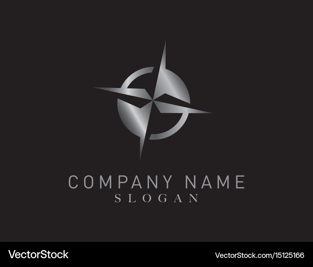 Silver Compass Logo - Navigation Icon Royalty Free Vector