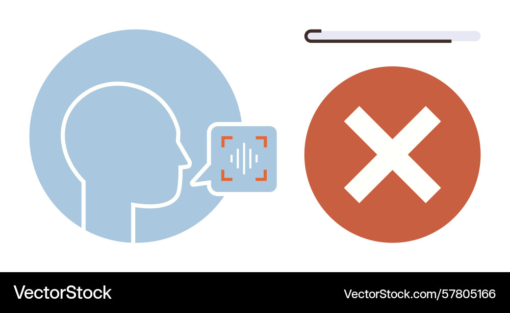 Voice recognition with highlighted error concept Voice recognition with highlighted error concept vector image