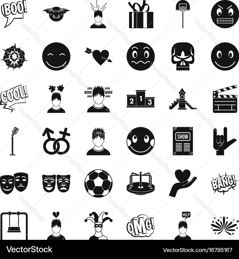 Bad emotion icons set simple style Vector Image