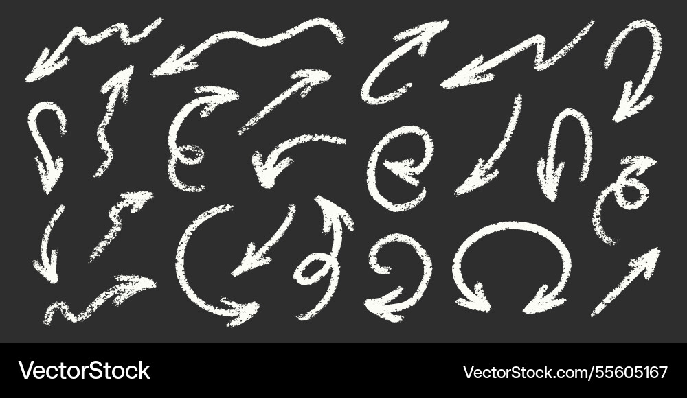 Chalk Pfeile squiggle blackboard set Chalk Pfeile squiggle blackboard set Vektorbild