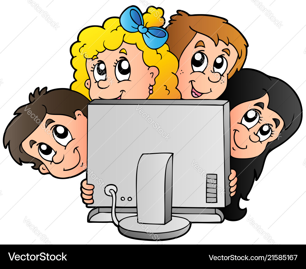 Children Using Computers vector image