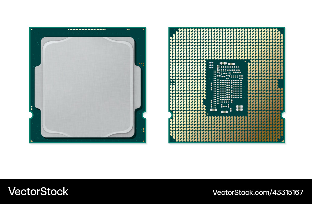 Computer CPU Microchip Frontansicht vektorbild