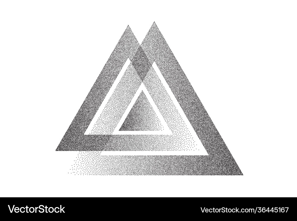 Dotwork triangles pattern background black noise Dotwork triangles pattern background black noise vector image