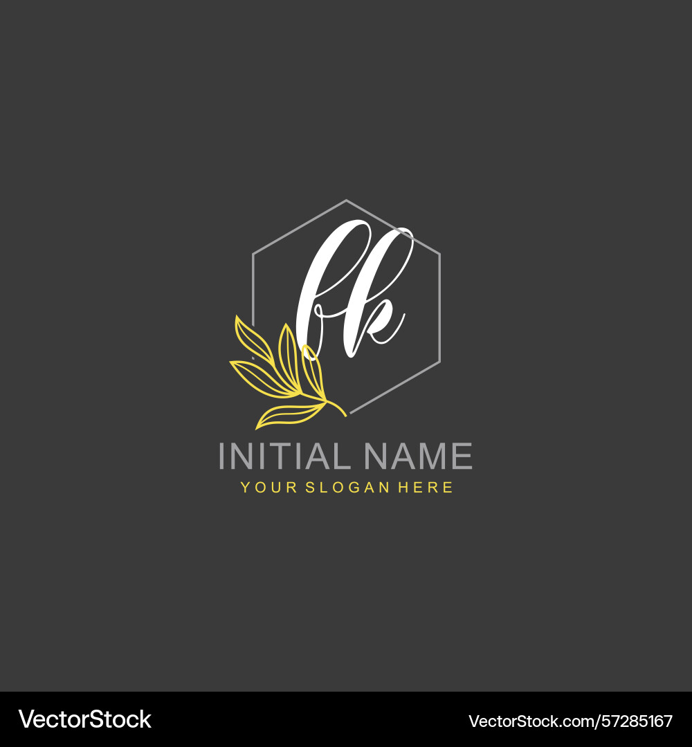 Fk initial logo templates with botanical elements Fk initial logo templates with botanical elements vector image