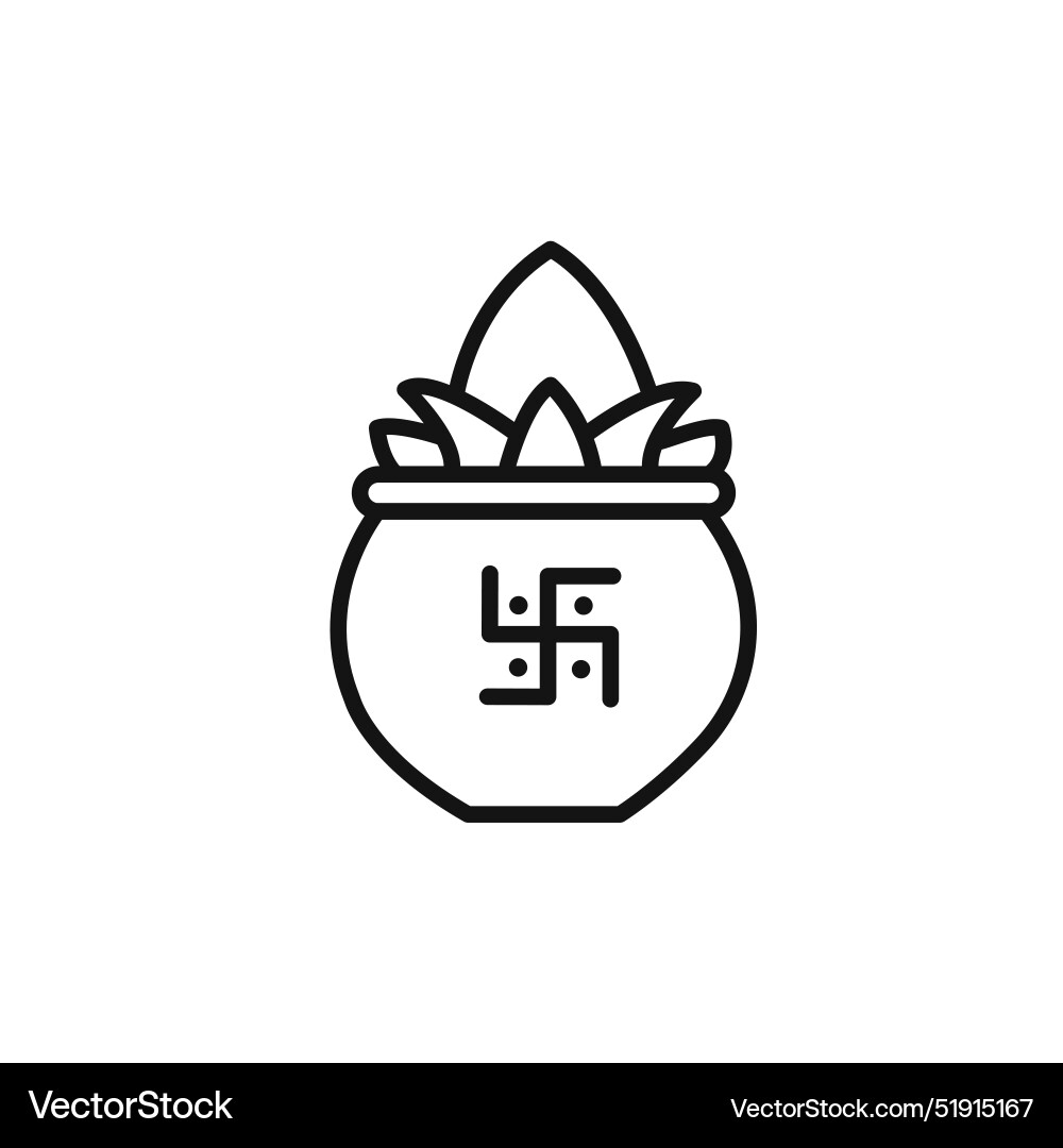 Kalash with coconut icon set collection for web Vector Image