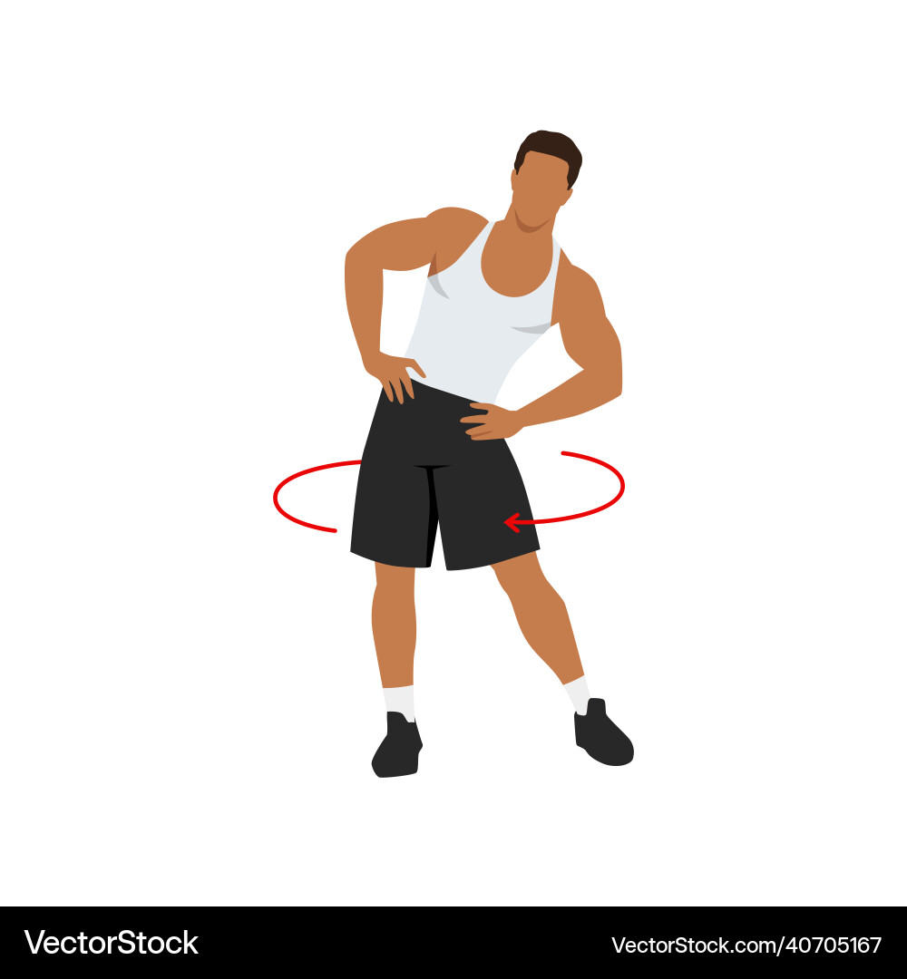 Man doing hip circles exercise flat Man doing hip circles exercise flat vector image