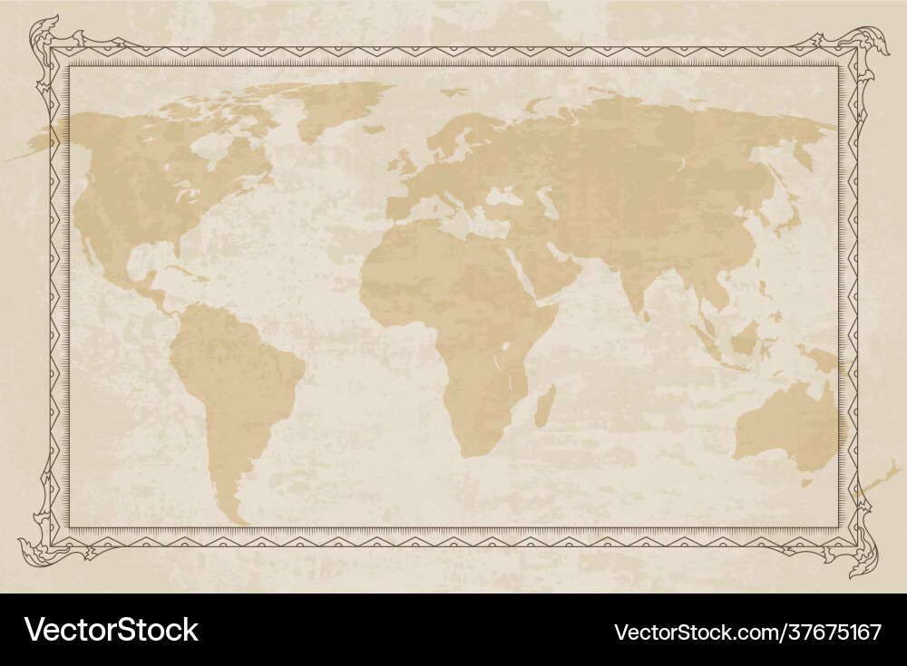 Old world map with frame retro design banner Old world map with frame retro design banner Vector Image