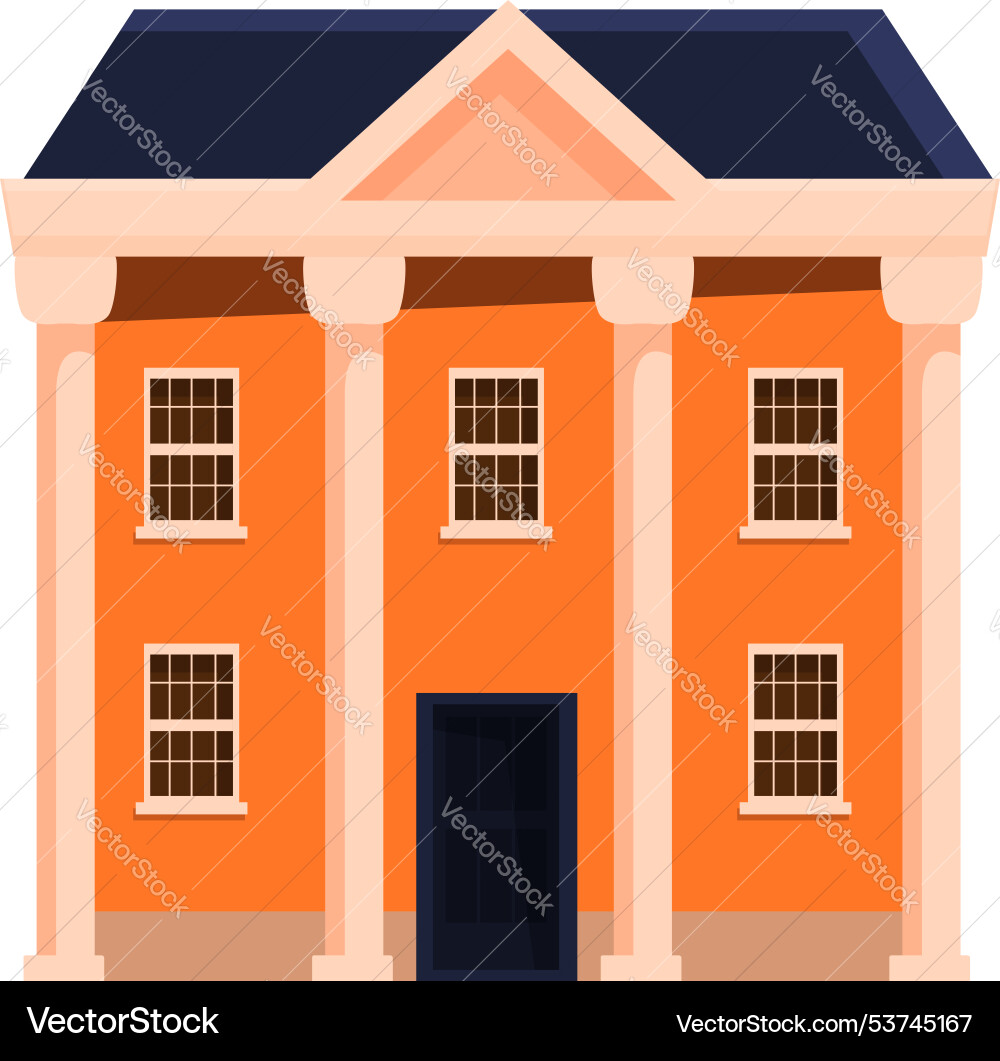 Orange courthouse building with columns is showing Orange courthouse building with columns is showing Vector Image