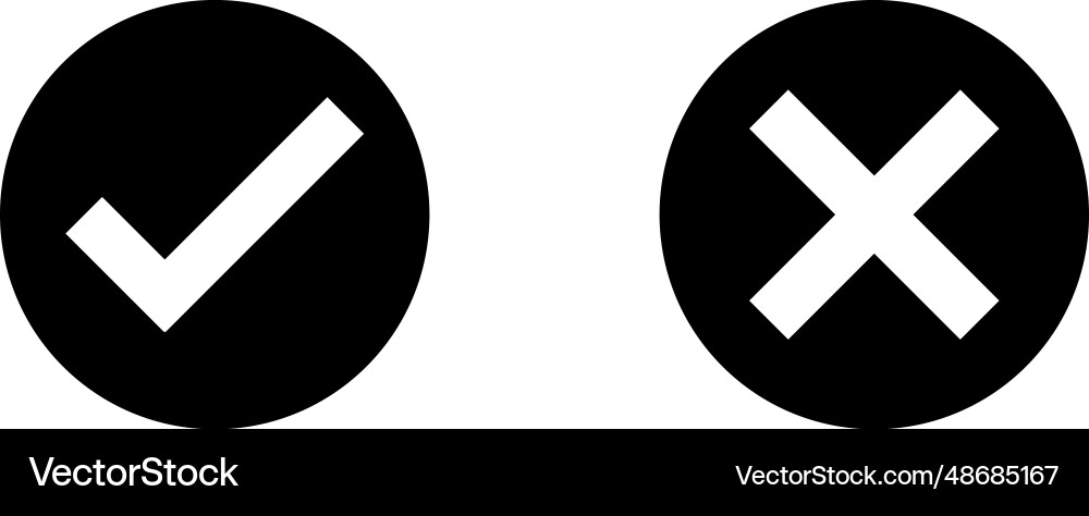 Right and wrong icons in circles check mark icon Vector Image