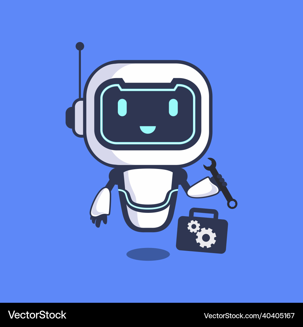 Service robot character technology vector image