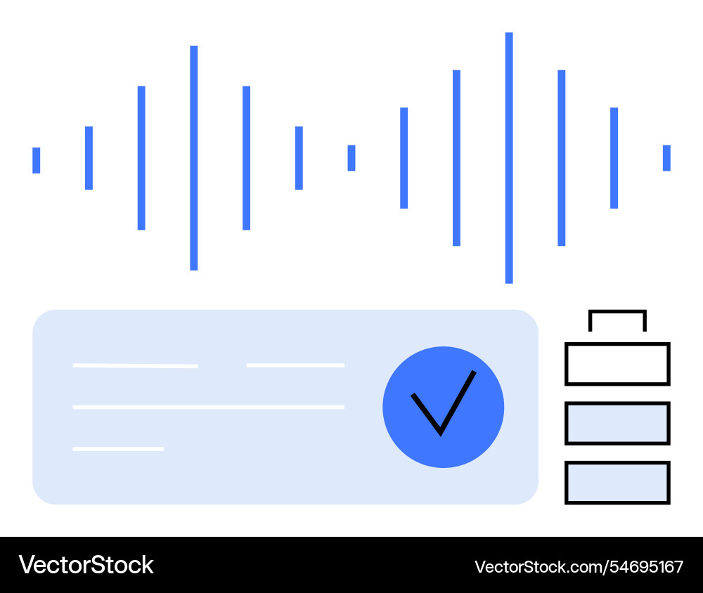 Sound wave checklist with check mark and three Sound wave checklist with check mark and three vector image