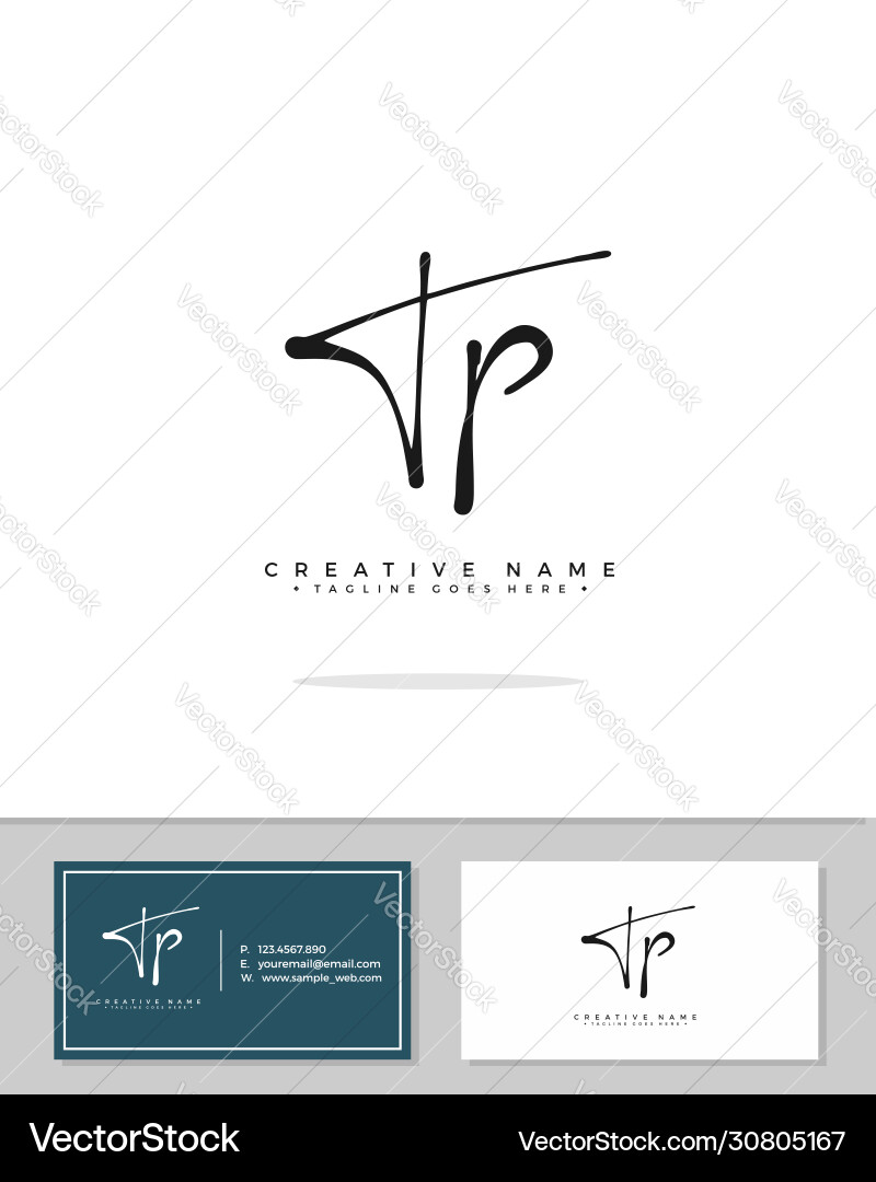 T p tp initial logo signature handwriting Vector Image