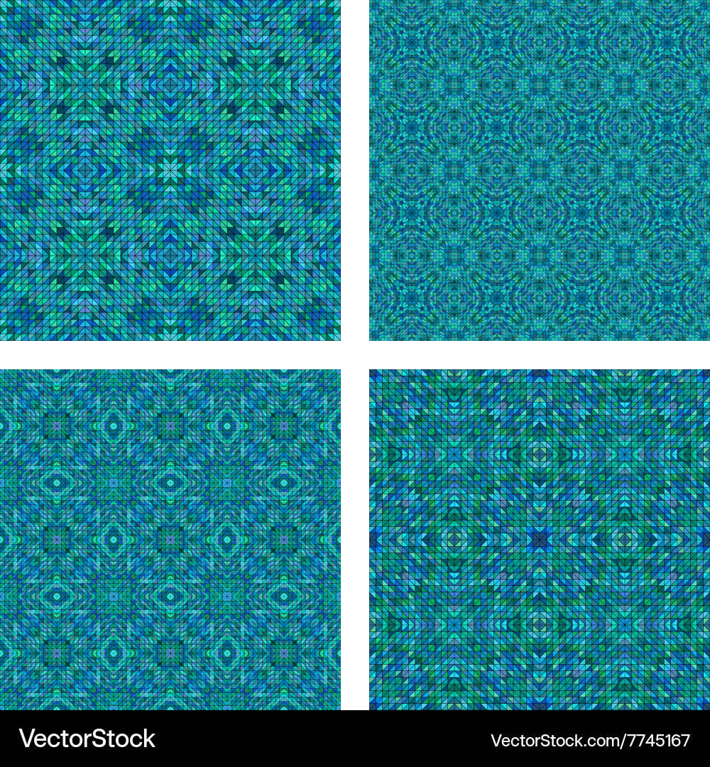 Teal seamless mosaic pattern set Vector Image