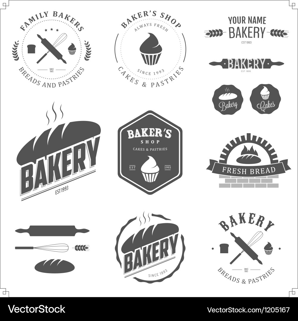 Vintage Bakery Labels & Elements Royalty Free Vector