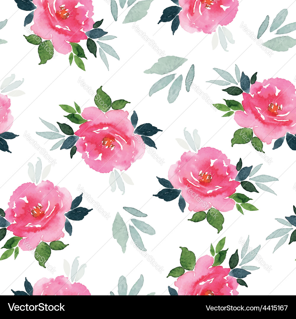 Watercolor Floral Seamless Pattern vector image