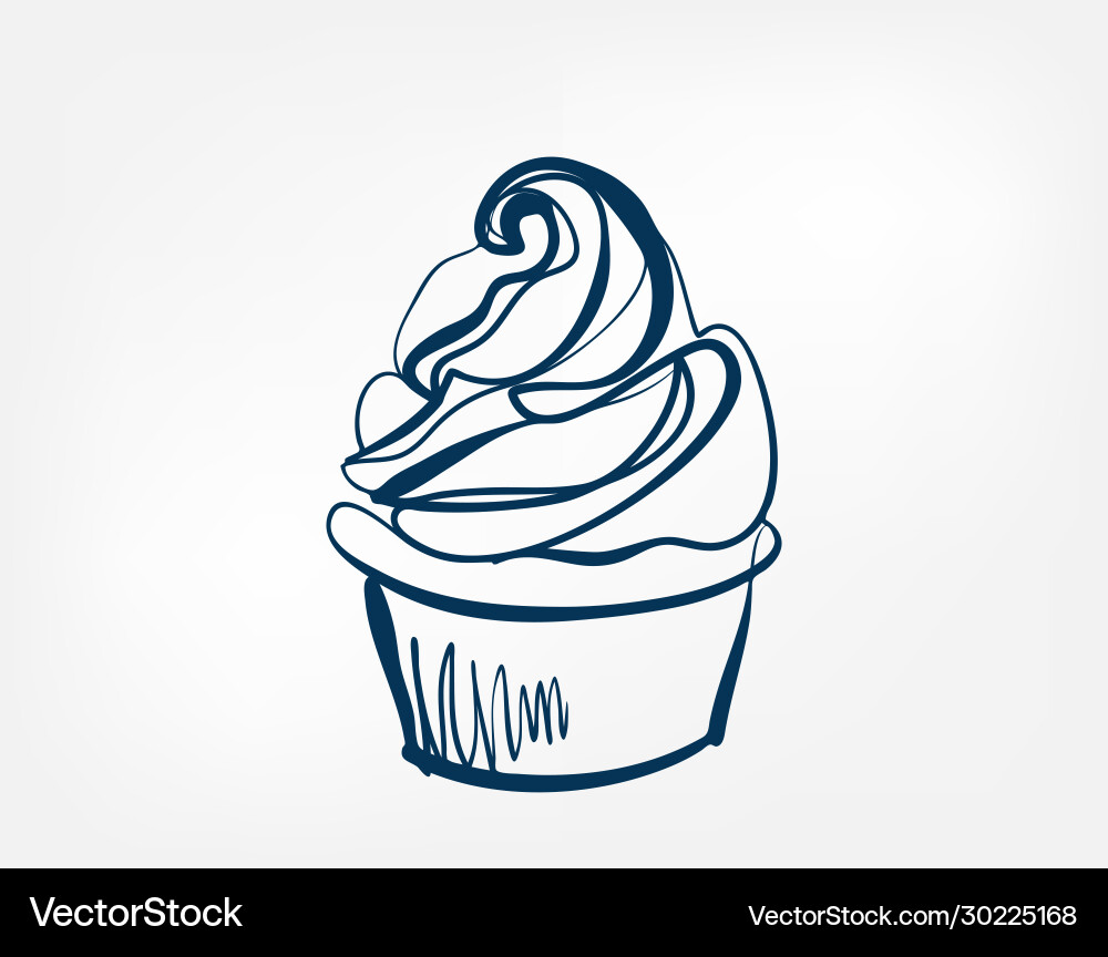 Cake one line design element isolated Vector Image