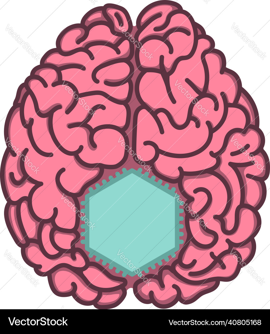 Computer chip inside brain flat style Vector Image