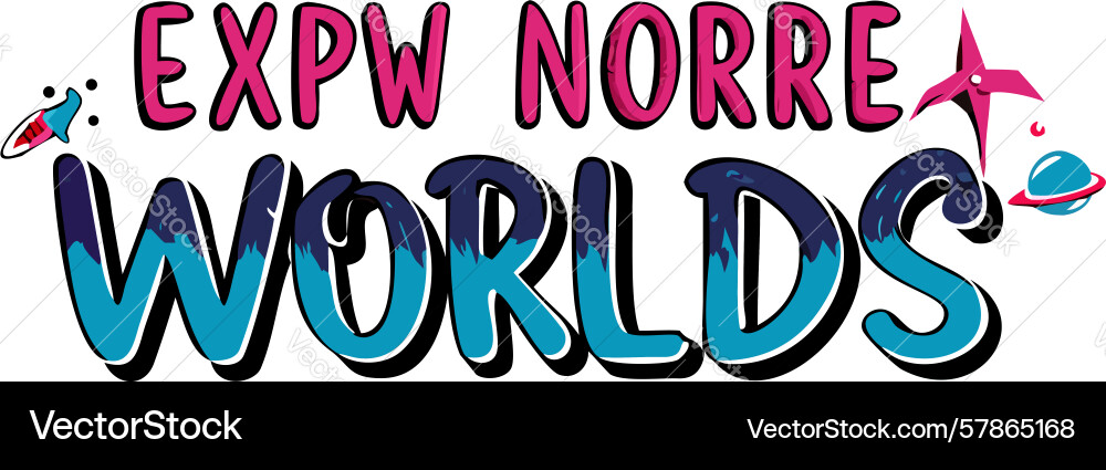 Expw norre worlds text art design generative ai vector image