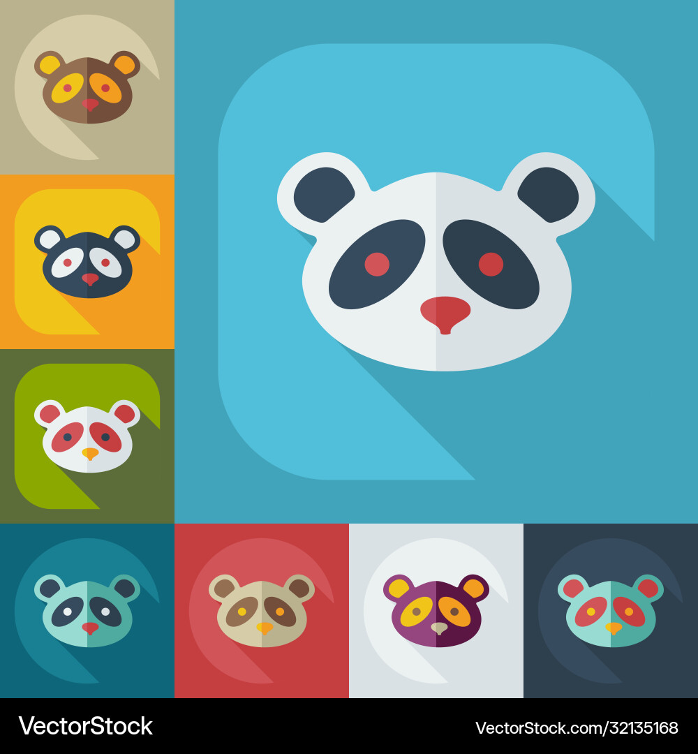 Flat modern design with shadow icons pandas Flat modern design with shadow icons pandas Vector Image