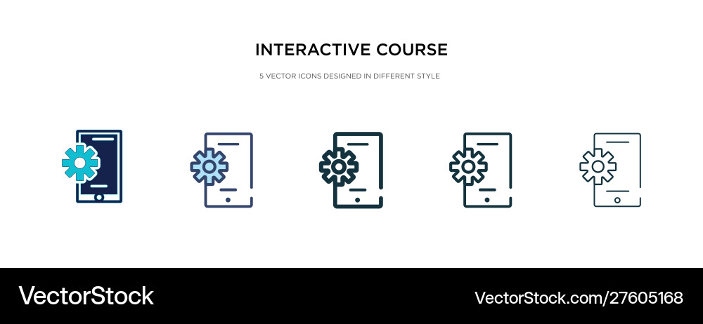 Interactive course icon in different style two Interactive course icon in different style two Vector Image