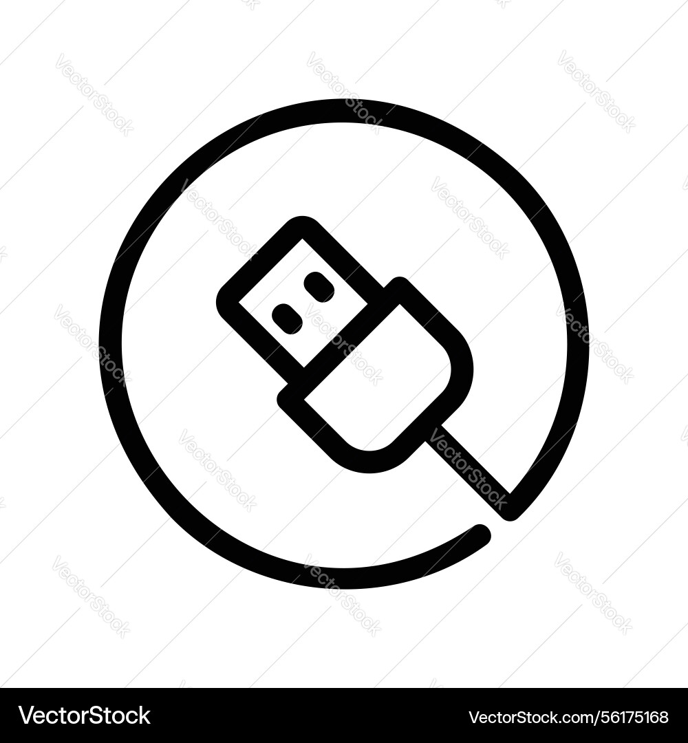 Line icon showing a universal serial bus plug vector image