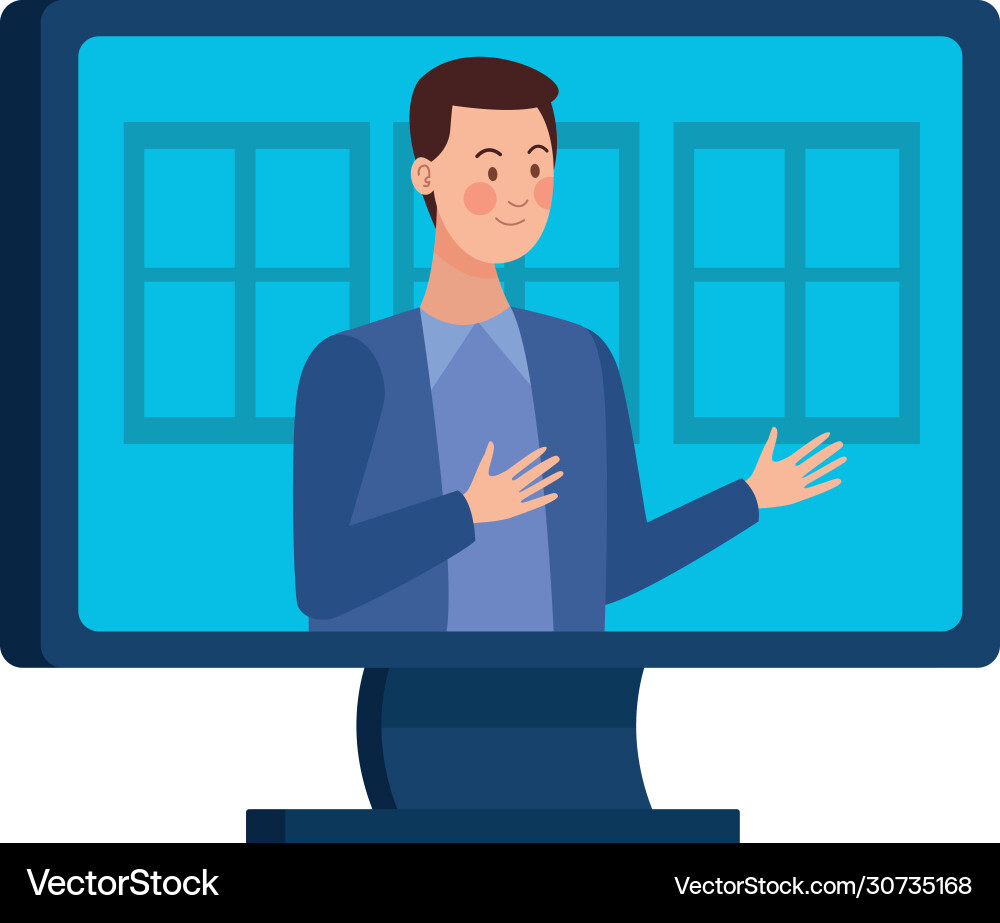 Man in desktop worker character vector image