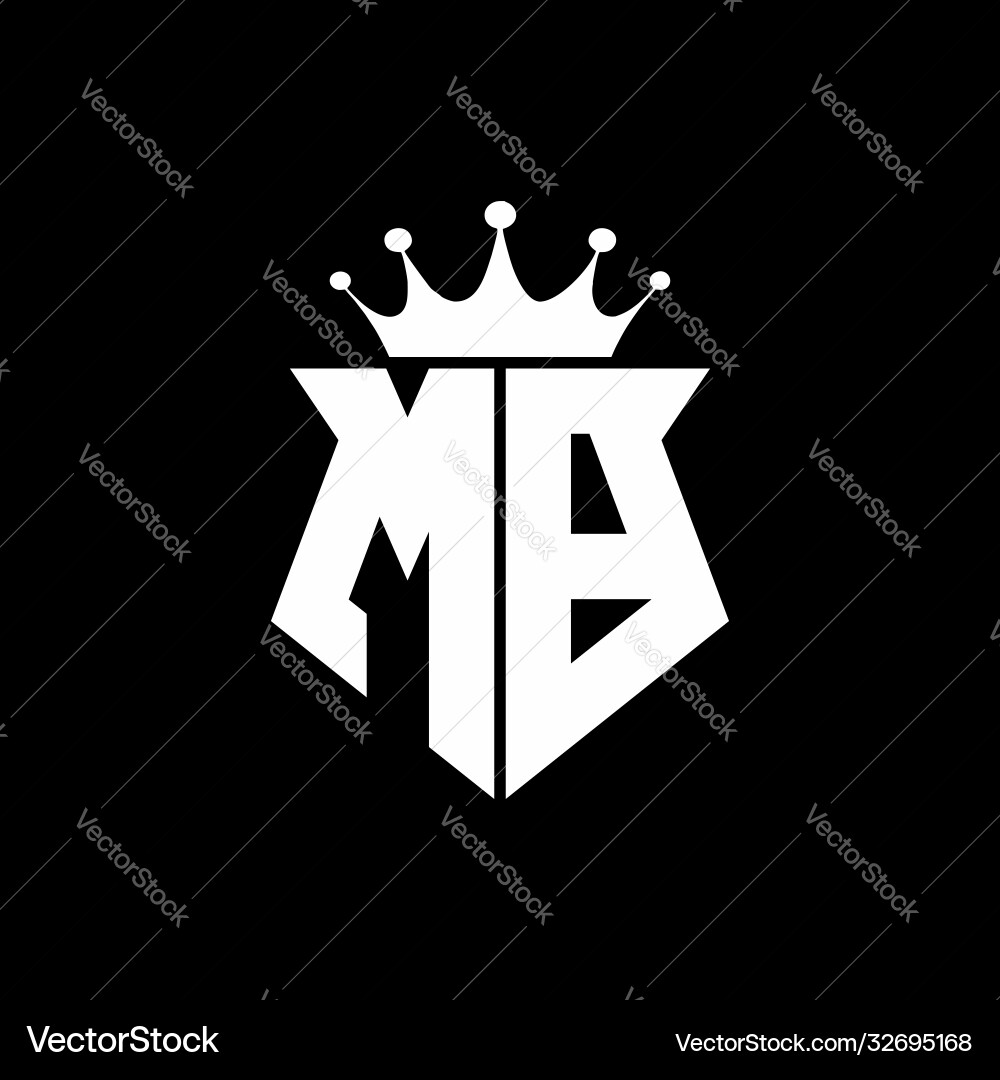 Mb Logo Monogramm Schildform mit Krone Design Mb Logo Monogramm Schildform mit Krone Design vektorbild