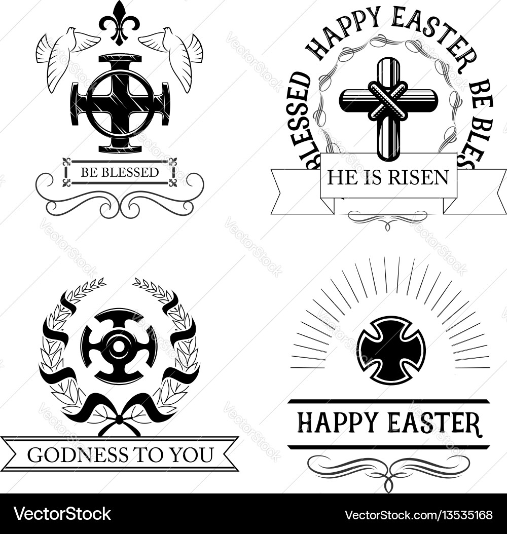 Religious Easter Cross Symbol Set vector image