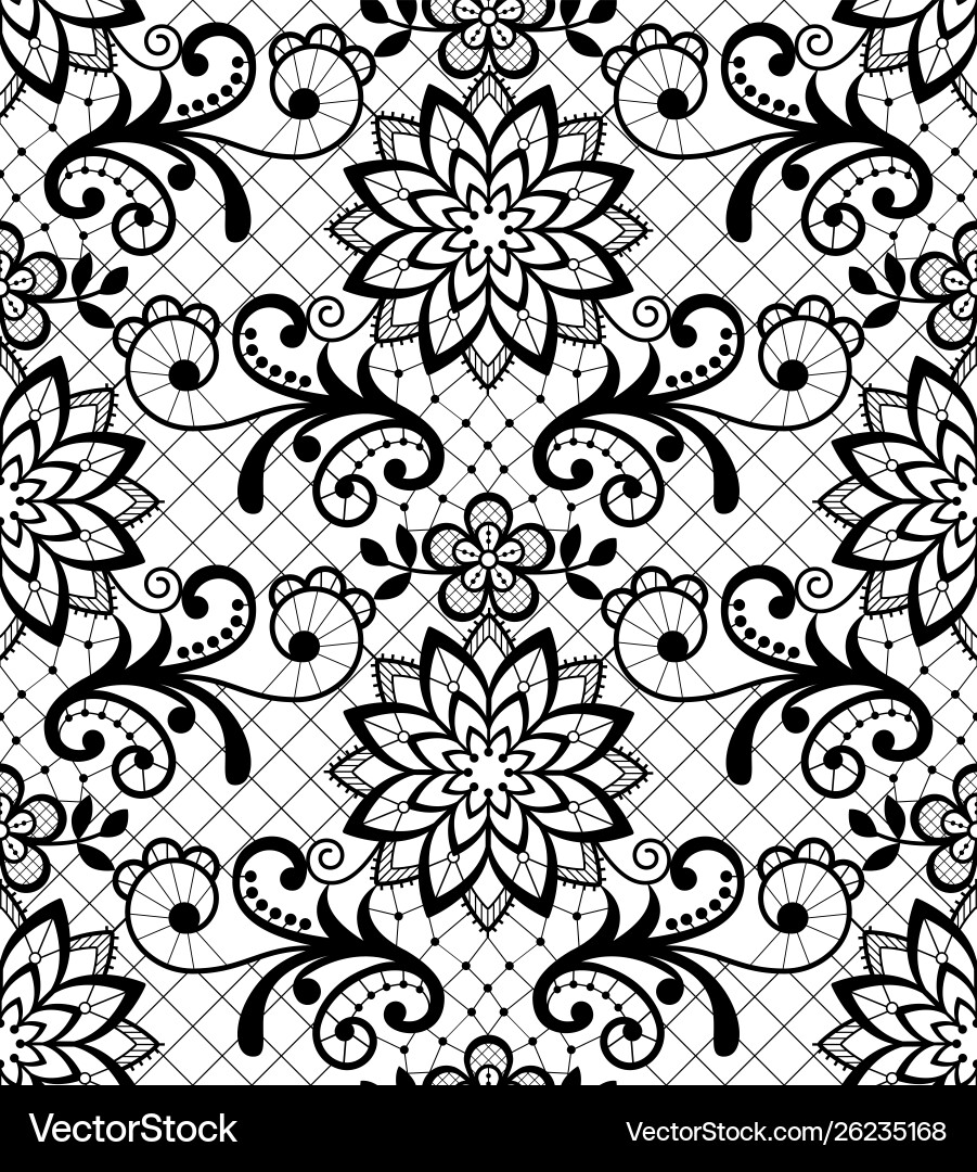 Seamless pattern - lace design with flowers