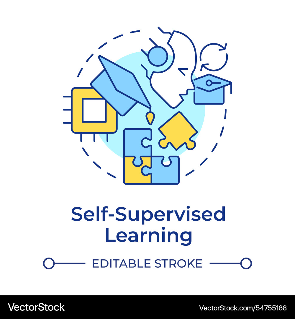 Self supervised learning multi color concept icon Self supervised learning multi color concept icon vector image
