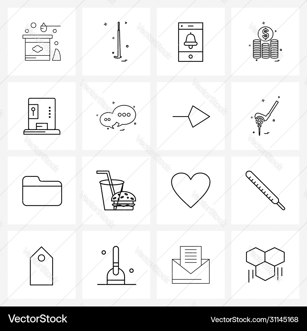 Set 16 simple line icons for web and print vector image